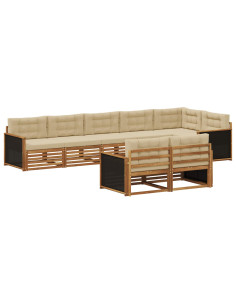 Set di divani da esterno con cuscino 8 pcs Naturale e Beige 2