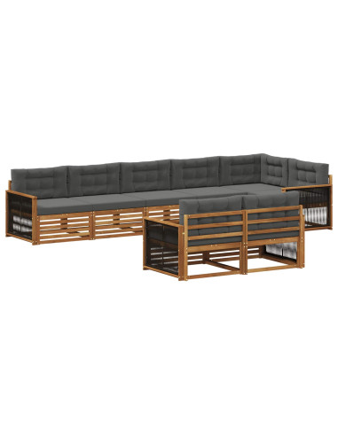Set di divani da esterno con cuscino 8 pcs Naturale e Antracite