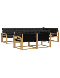 Set di divani da esterno con cuscino 7 pcs Bianco e Nero 2