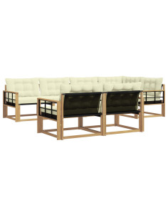Set di divani da esterno con cuscino 7 pcs Bianco e Crema 2
