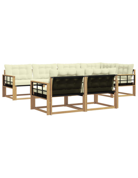 Set di divani da esterno con cuscino 7 pcs Bianco e Crema