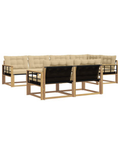 Set di divani da esterno con cuscino 7 pcs Bianco e Beige 2