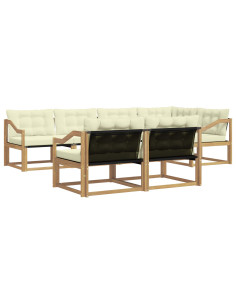 Set di divani da esterno con cuscino 7 pcs Bianco e Crema 2