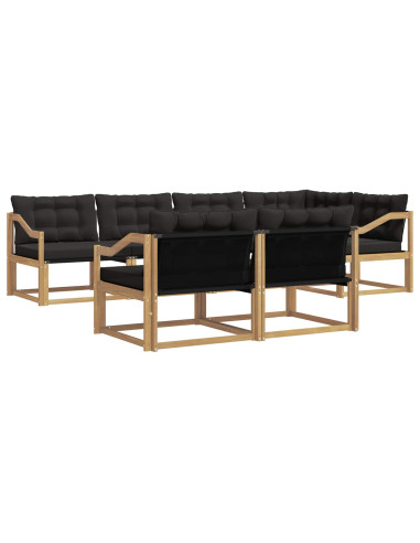 Set di divani da esterno con cuscino 7 pcs Bianco e Nero