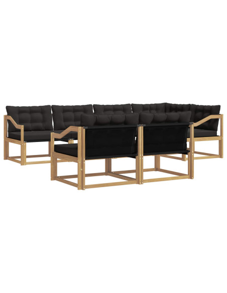 Set di divani da esterno con cuscino 7 pcs Bianco e Nero