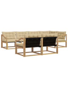 Set di divani da esterno con cuscino 7 pcs Bianco e Beige 2