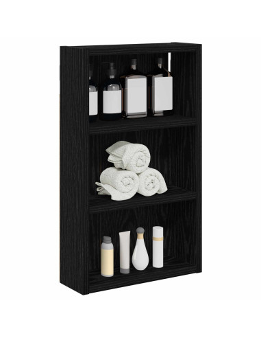 Armadio da bagno a muro Rovere Nero 30 x 10 x 50 cm