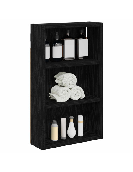 Armadio da bagno a muro Rovere Nero 30 x 10 x 50 cm