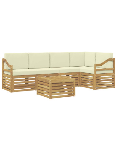 Set divano sezionale con cuscino 6 pcs Bianco e Crema