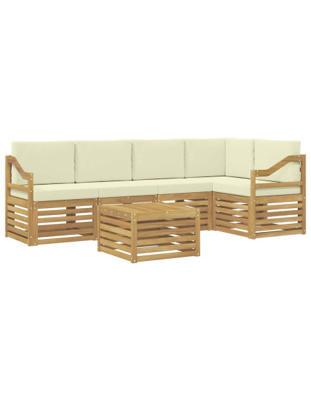 Set divano sezionale con cuscino 6 pcs Bianco e Crema