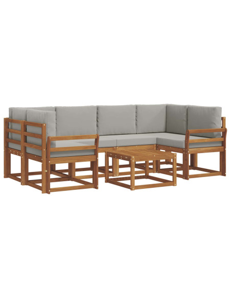 Set di divani da esterno 7 pcs Grigio Naturale e Chiaro