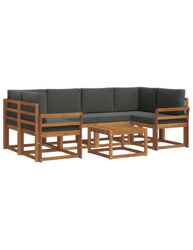 Set di divani da esterno con cuscino 7 pcs Naturale e Antracite