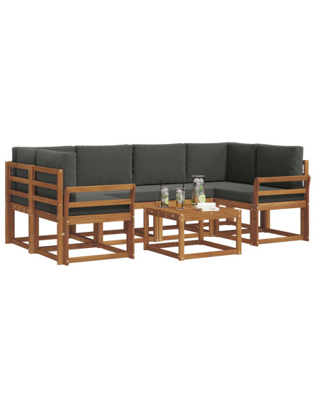 Set di divani da esterno con cuscino 7 pcs Naturale e Antracite