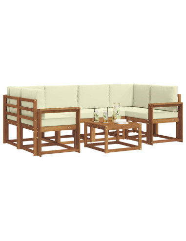 Set di divani da esterno con cuscino 7 pcs Naturale e Crema