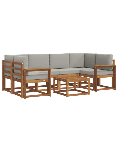 Set di divani da esterno 7 pcs Grigio Naturale e Chiaro