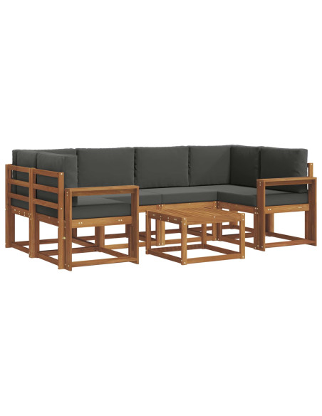 Set di divani da esterno con cuscino 7 pcs Naturale e Antracite