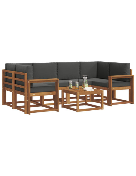 Set di divani da esterno con cuscino 7 pcs Naturale e Antracite
