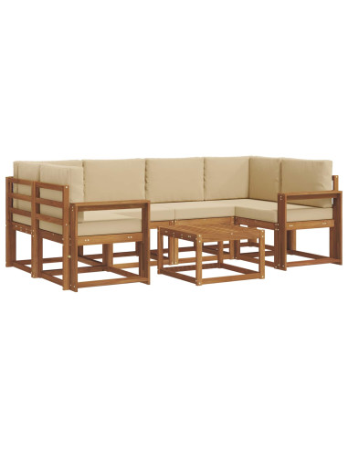 Set di divani da esterno con cuscino 7 pcs Naturale e Beige