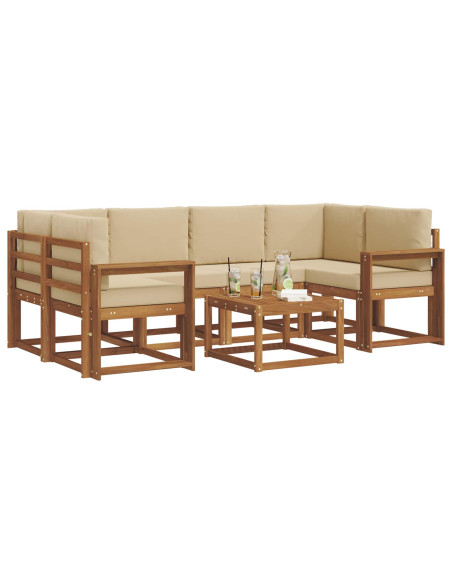Set di divani da esterno con cuscino 7 pcs Naturale e Beige