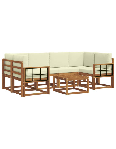 Set di divani da esterno con cuscino 7 pcs Naturale e Crema