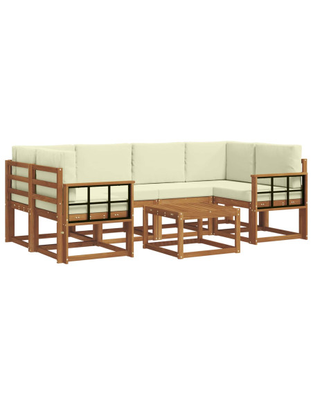 Set di divani da esterno con cuscino 7 pcs Naturale e Crema
