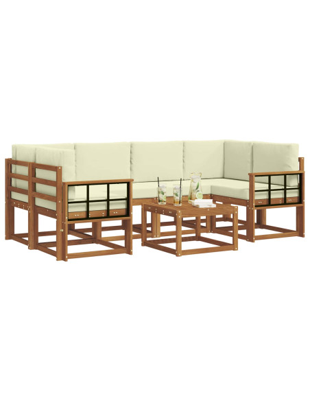 Set di divani da esterno con cuscino 7 pcs Naturale e Crema