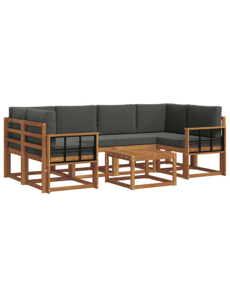 Set di divani da esterno con cuscino 7 pcs Naturale e Antracite