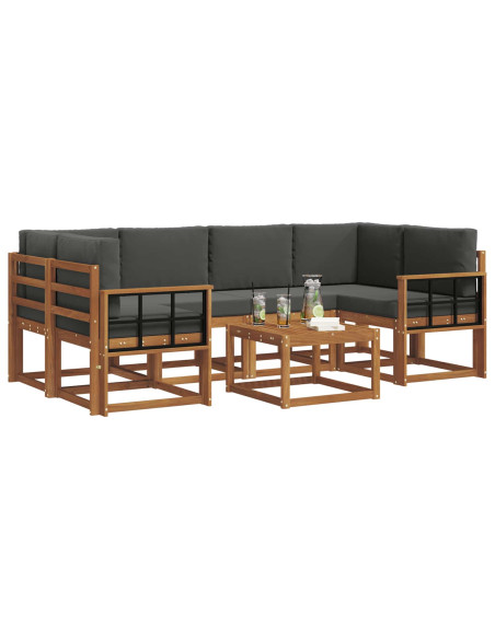 Set di divani da esterno con cuscino 7 pcs Naturale e Antracite
