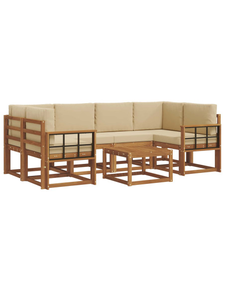 Set di divani da esterno con cuscino 7 pcs Naturale e Beige
