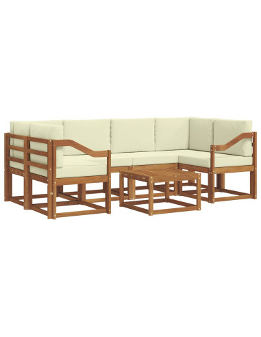 Set di divani da esterno con cuscino 7 pcs Naturale e Crema