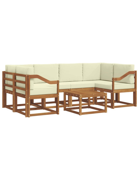 Set di divani da esterno con cuscino 7 pcs Naturale e Crema