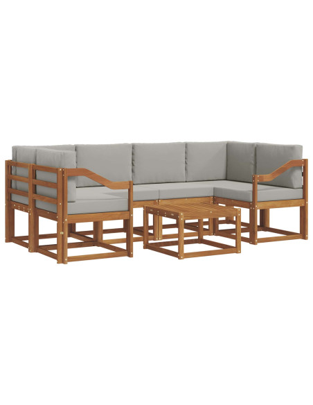 Set di divani da esterno 7 pcs Grigio Naturale e Chiaro