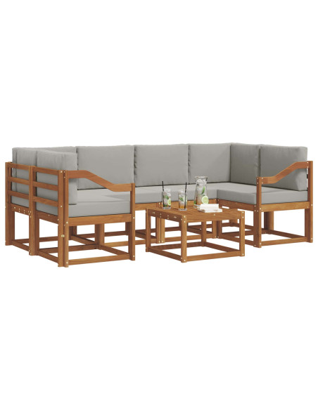 Set di divani da esterno 7 pcs Grigio Naturale e Chiaro