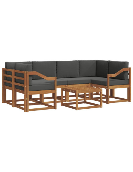 Set di divani da esterno con cuscino 7 pcs Naturale e Antracite