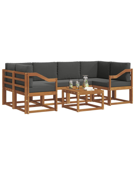 Set di divani da esterno con cuscino 7 pcs Naturale e Antracite