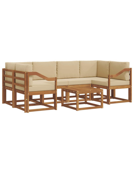 Set di divani da esterno con cuscino 7 pcs Naturale e Beige