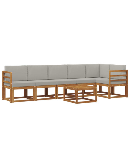 Set di divani da esterno 7 pcs Grigio Naturale e Chiaro