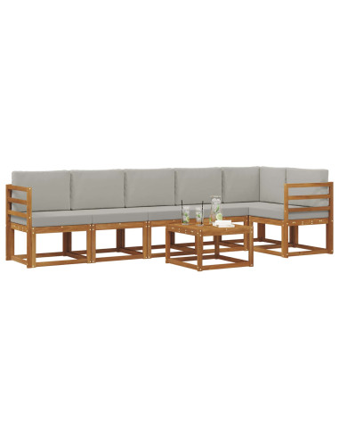 Set di divani da esterno 7 pcs Grigio Naturale e Chiaro