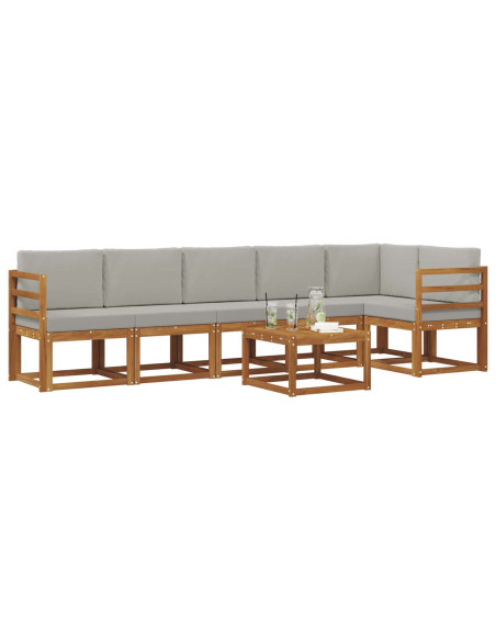 Set di divani da esterno 7 pcs Grigio Naturale e Chiaro