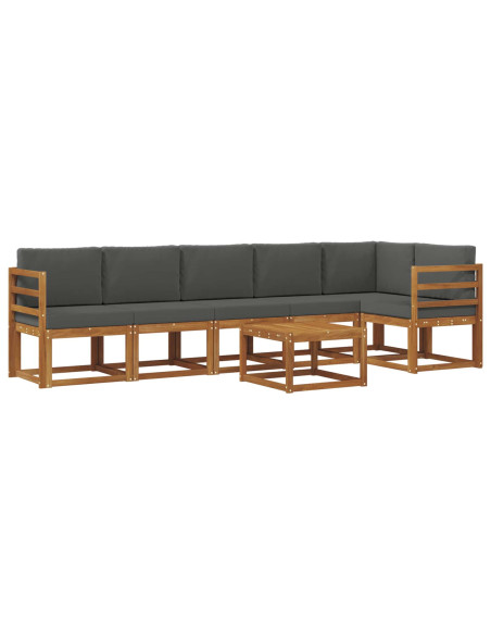 Set di divani da esterno con cuscino 7 pcs Naturale e Antracite