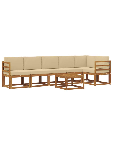 Set di divani da esterno con cuscino 7 pcs Naturale e Beige