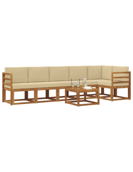 Set di divani da esterno con cuscino 7 pcs Naturale e Beige