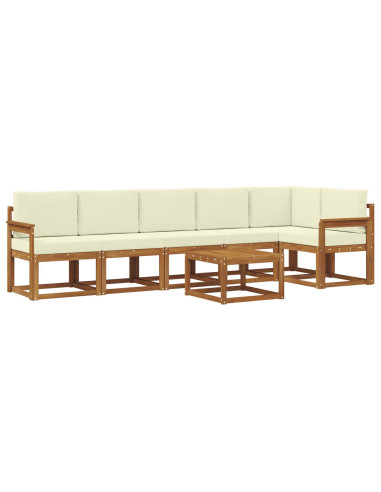 Set di divani da esterno con cuscino 7 pcs Naturale e Crema