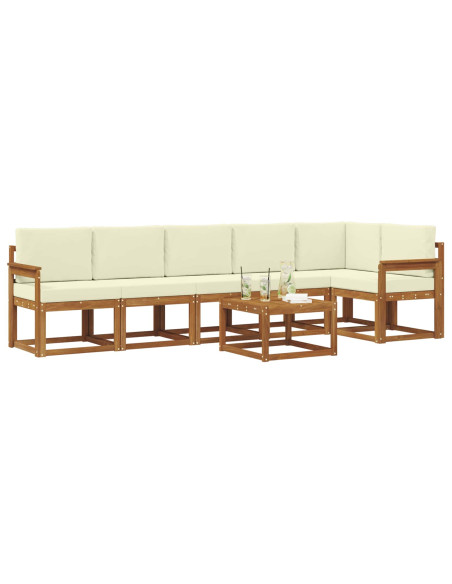 Set di divani da esterno con cuscino 7 pcs Naturale e Crema