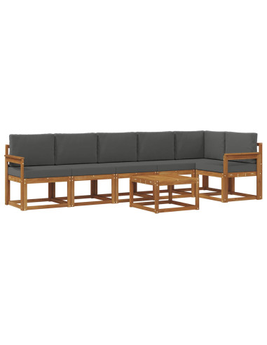 Set di divani da esterno con cuscino 7 pcs Naturale e Antracite