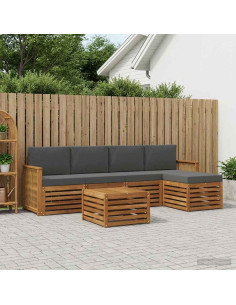Set di divani da esterno con cuscino 6 pcs Naturale e Antracite