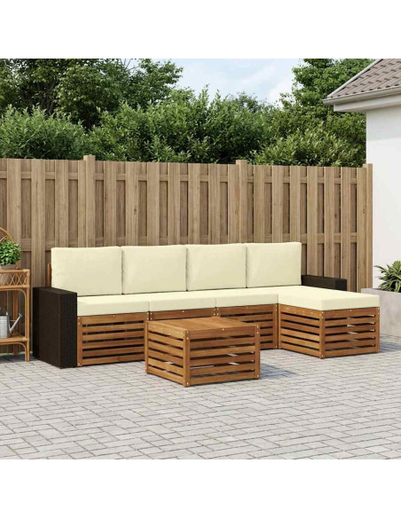 Set di divani da esterno con cuscino 6 pcs Naturale e Crema