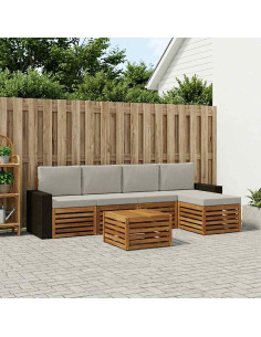 Set di divani da esterno 6 pcs Naturale e Grigio Chiaro