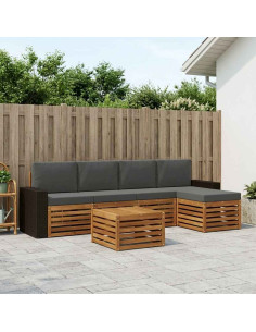 Set di divani da esterno con cuscino 6 pcs Naturale e Antracite