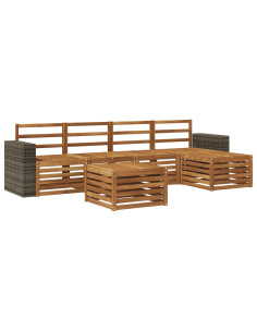 Set di divani da esterno 6 pcs Naturale
